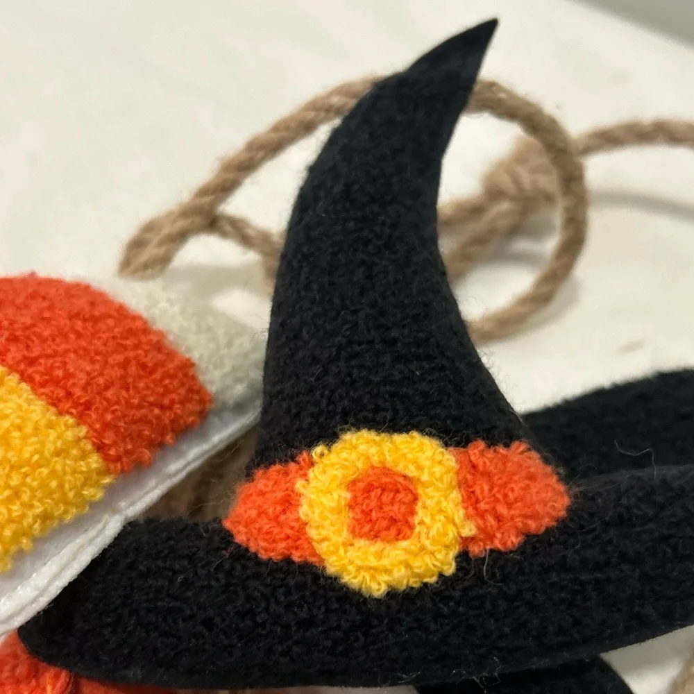 Halloween Garland Candy Corn Pumpkins Witch Hats Jack-o'-Lantern Plush Ornaments